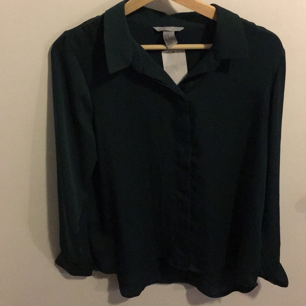 Long sleeved deep green blouse